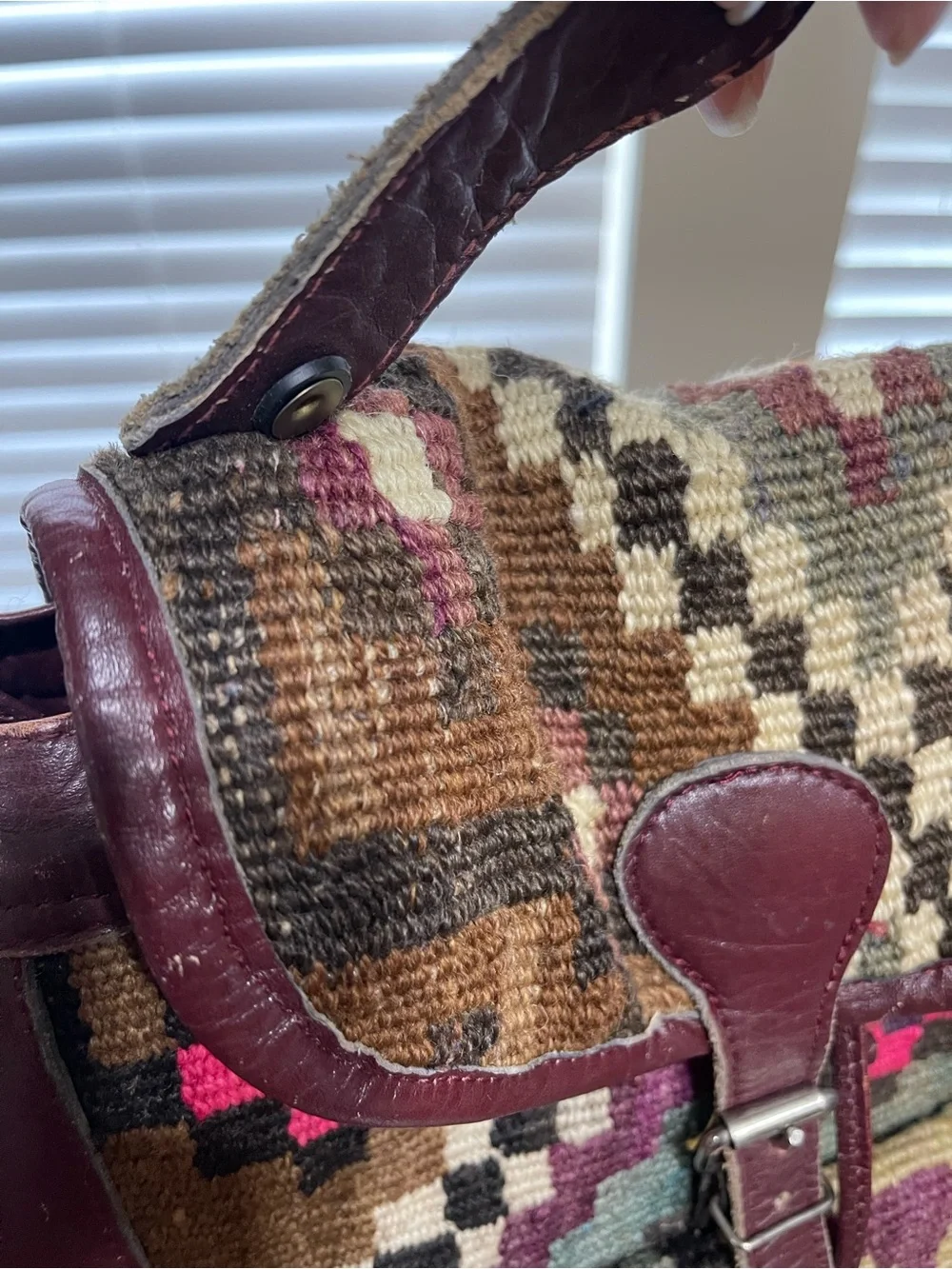 VTG Turkish Kilim Leather Trim Backpack